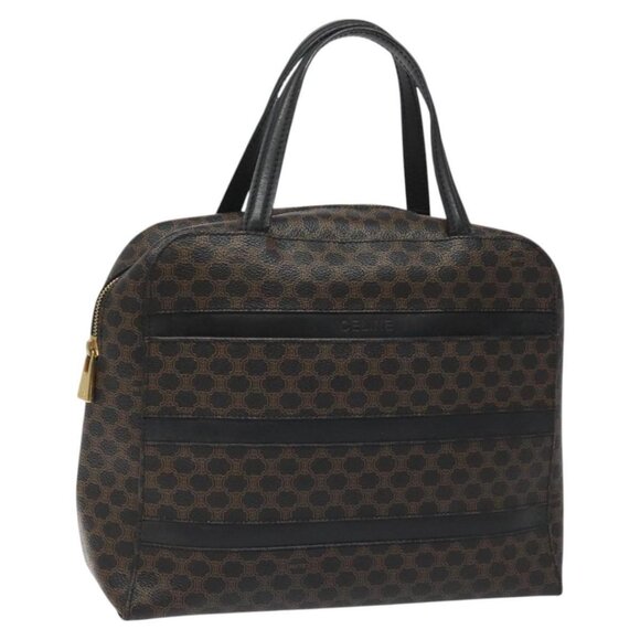 CELINE Macadam Canvas Hand Bag PVC Leather Black - Picture 1 of 16